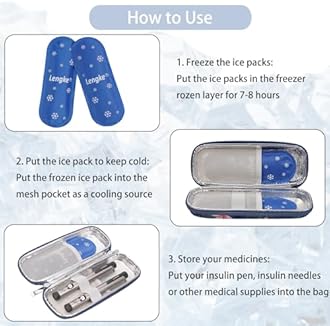 BOMKEE Insulin Cooler Travel Case, Diabetic Insulin Pen Carrying Case Portable Insulin Cooling Bag Organizer for Diabetic Supplies with 2 Ice Pack
