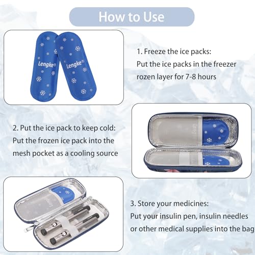 BOMKEE Insulin Cooler Travel Case, Diabetic Insulin Pen Carrying Case Portable Insulin Cooling Bag Organizer for Diabetic Supplies with 2 Ice Pack