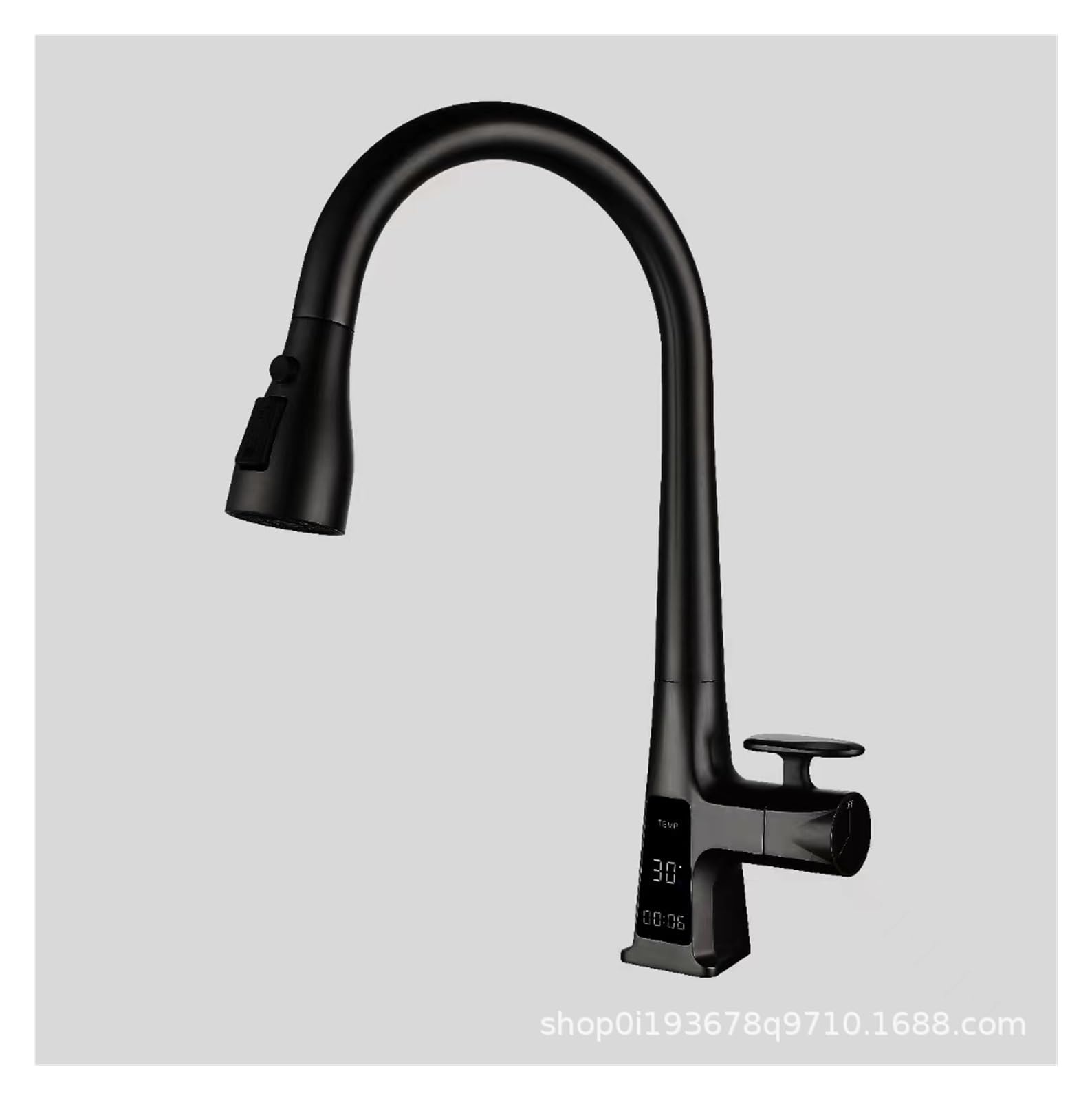Robinet de cuisine extractible noir avec écran LED thermomètrique intégré