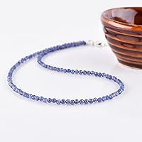 Vista 110 de Natural Moonstone Gemstones Choker Necklace, Faceted Rounds Beads, Silver Plated Jewelry, Healing Crystals, Birthday, Handamde, Minimalist, Women