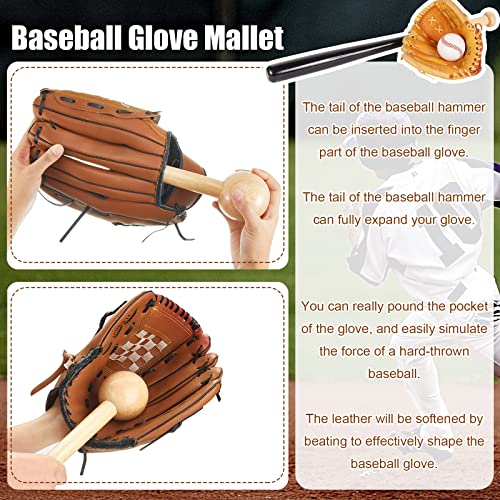 Baseball Glove Mallet, Shaping Hammer For Glove Break-In With 2Pcs Baseball Glove Lock, Real One Piece Solid Wooden Long Handle Softball & Baseball Mitts Shaper Tool For Youth Adult Catchers #TOP1