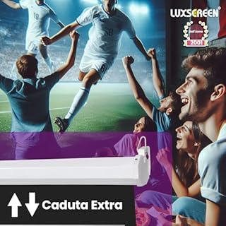 Schermo da proiezione Luxscreen, telo da proiezione, Compatibile con Proiettori per Cinema a Casa, Conferenze (120 Pollici 16:9 Manuale)