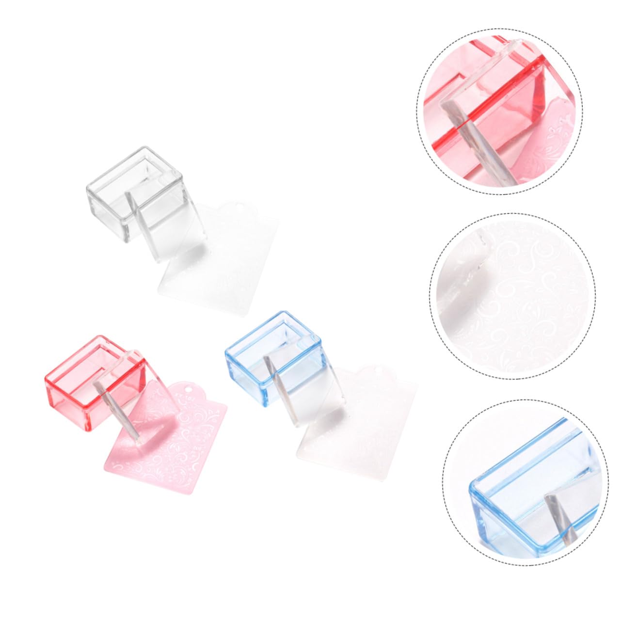 3Pcs Transparent Manicure Stampers French Style Nail Art Stamping Tools DIY Nail Accessory Kit for Precise Self-adhesive Tip Design