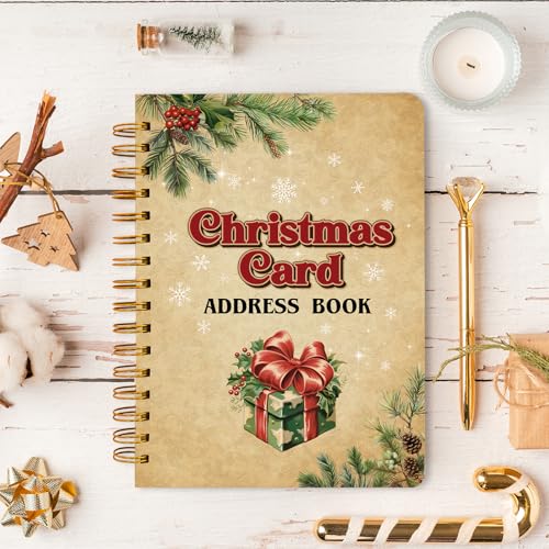 Ceiba Tree Vintage Christmas Address Book with Alphabetical Tabs Holiday Christmas Cards Record Book Address Organizer Notebook Journal