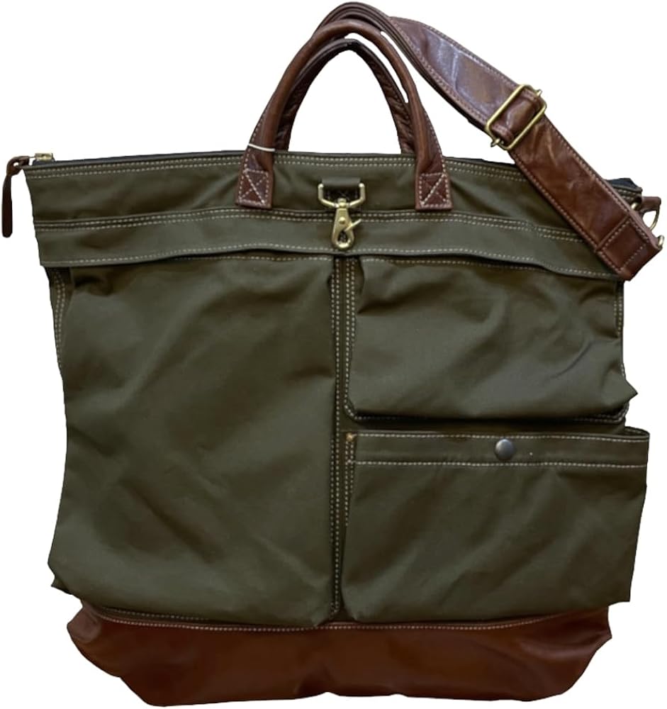 Amazon | [デラックスウエア] キャンバス×レザーコンビヘルメット