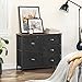 SONGMICS Wide Dresser with 5 Drawers, Industrial Closet Organizer with Metal Frame, Wooden Top, for Hallway, Nursery, Rustic Brown + Black