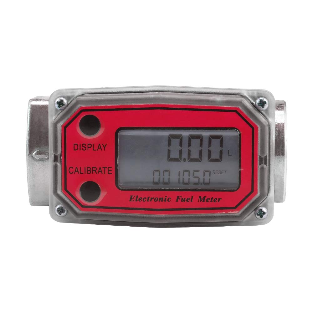Mthckxjbsuz Rosso Flow Meter, 25 Digital Turbine Flow Meter For Measuring Gasoline Diesel Kerosene(Rosso)