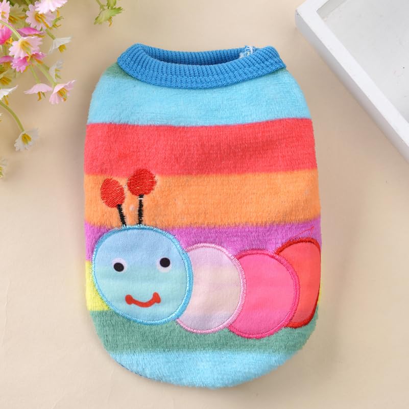 iplusmile Flanell Hundepullover: Warme Ärmellos Pullover für Kätzchen und Welpen - XS Cartoon-Stickerei Weicher Hunde Sweater Mantel 30 cm Brustumfang 20 cm Länge
