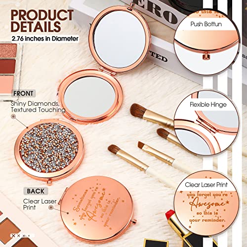 10 Pcs Inspirational Compact Mirror Sometimes You Forget You're Awesome Appreciation Thank You Gifts For Women Employee Coworker Friends Gift Magnifying Pocket Mirror (Rose Gold) #TOP2