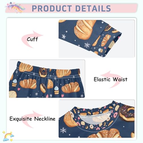senya Delicious Bread Donut Pajamas Set Long Sleeve Soft Cotton Sleepwear 2 Piece4