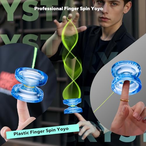 Image of MAGICYOYO K2 Crystal Plastic Yoyo for Kids 8-12 & Beginners, Durable PC Responsive Yoyo Professional with Finger Spin Hub, Includes 12 Yo yo Strings, Glove & Bag (Crystal Blue)