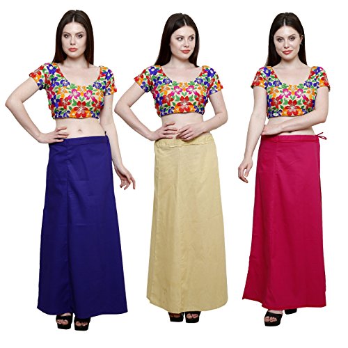 Image of Pistaa combo of 3 Women's Cotton Best Indian Readymade Inskirt Saree petticoats