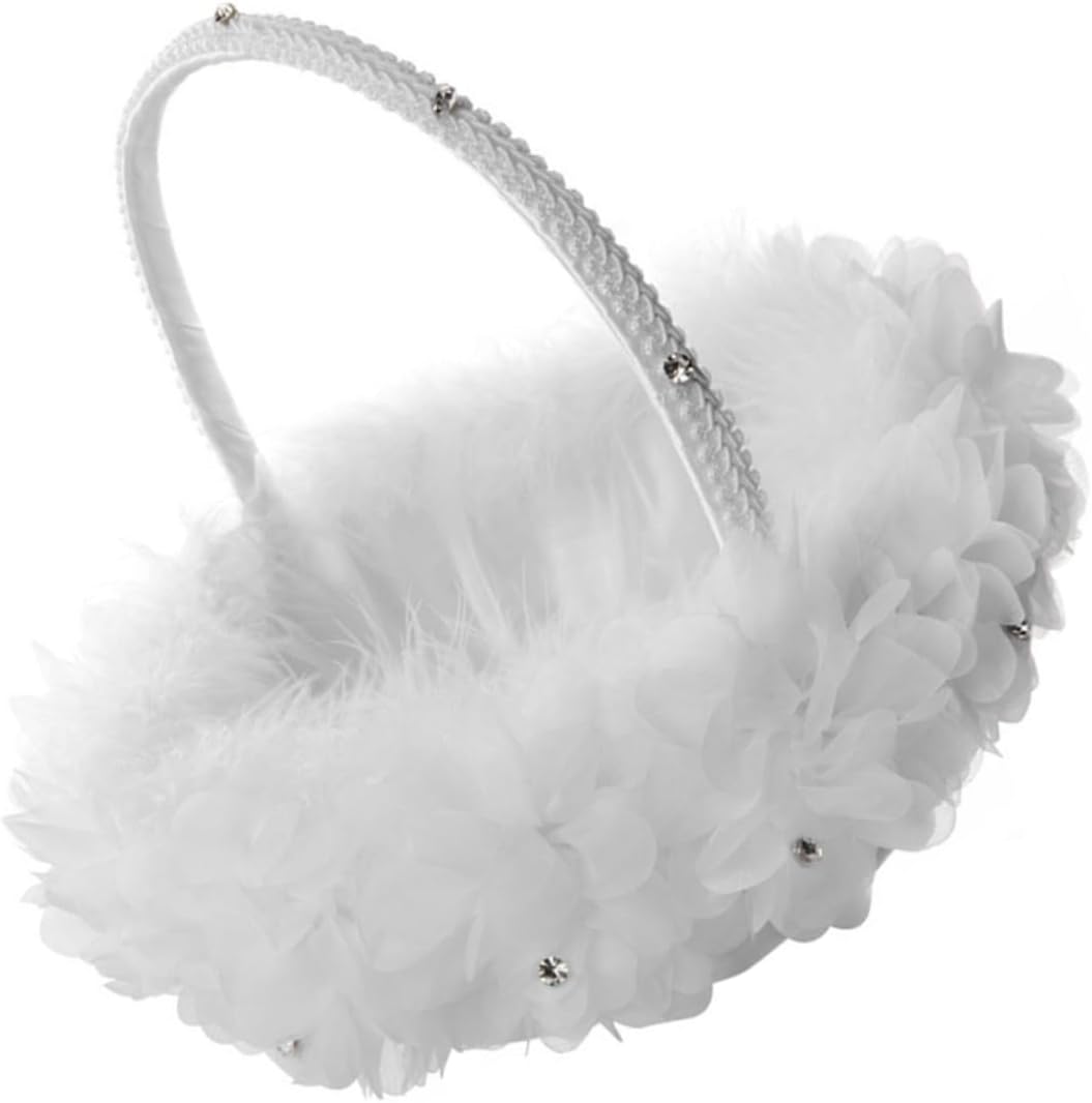 KICHOUSE Floral Girl Basket Wedding Flower Basket White Lace for Wedding Ceremony Party Supplies