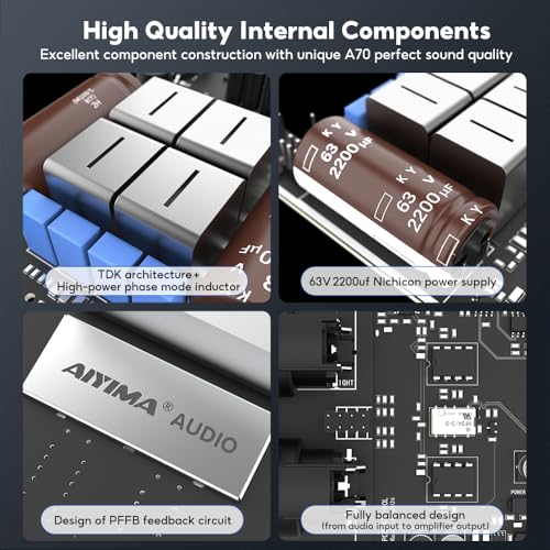 AIYIMA A70 Balanced Stereo Amplifier with PFFB,TPA3255 2 Channel Class D Amp for Desktop Home Theater Bookshelf Speaker,with XLR&RCA Inputs&Trigger Input (A70 + DC48V 5A Power Adapter) by AIYIMA - Image 3