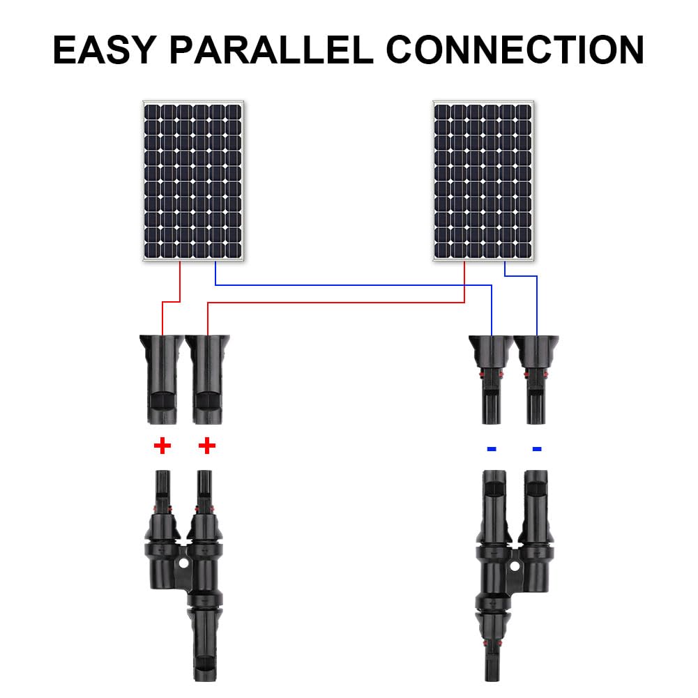 URAQT T Solari Cavo Connettori, 1 Paia 2 a 1 Connettori Solari da Cavo per Pannelli, IP67 Impermeabile MFFF/FMMM, Pannello Solare Branch Cavi Fotovoltaici Connettore