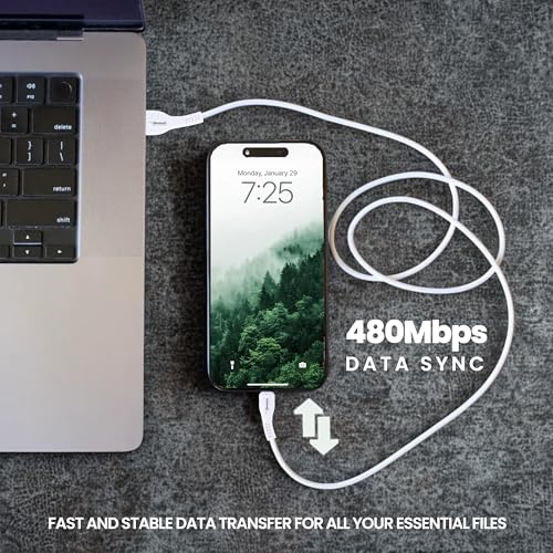 Image of Nextech Fast Sync & Charge 8 Pin Cable | USB to Lightning 3.6A Fast Charging Braided Cable | 18W Max Power | Compatible for iPhone 14, 13, 12, 11, iPad, MacBook, iMac, AirPods | 480Mbps Data Sync