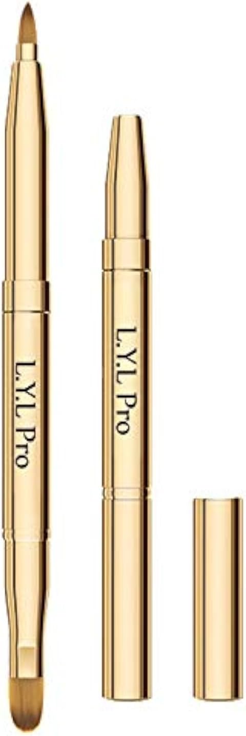 Gold Retractable Lip Makeup Brushes Double-Ended Retractable Lip Brush Travel Lipstick Gloss Makeup Brush for Christmas Gifts