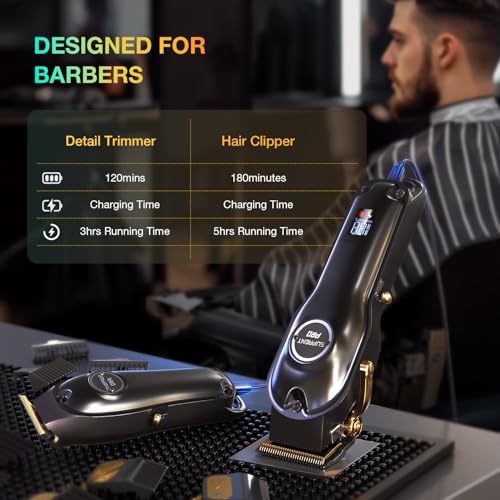 SUPRENT Haarschneidemaschine Professionelle und Trimmer- Haarschneider Set für Herren Zero Gap, Kabelloses Friseur Haarschneidemaschine Profi mit LED-Display (Schwarz)