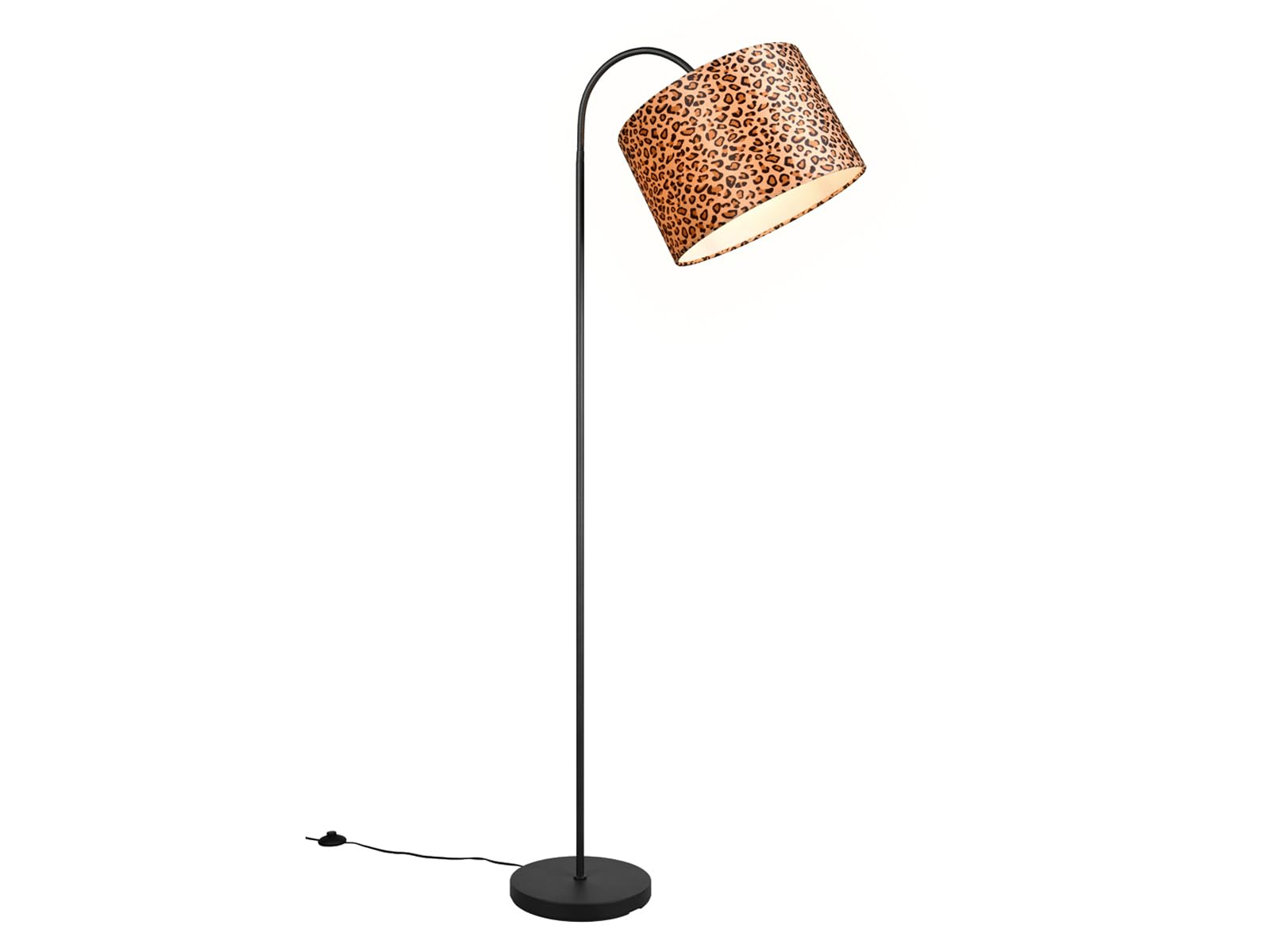 Große Stehlampe mit Lampenschirm aus Stoff Leopardenmuster, max. Höhe 207cm