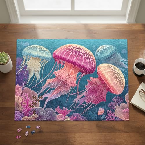Jellyfish Bloom (No. 14) – 1000 Piece Animal Jigsaw Puzzle for Adults | Printed in USA | Satin Low-Glare Finish | Random Ribbon Cut | Bonus Poster | Premium Display-Worthy Box | Final Piece Puzzles by Final Piece Puzzles - Image 2