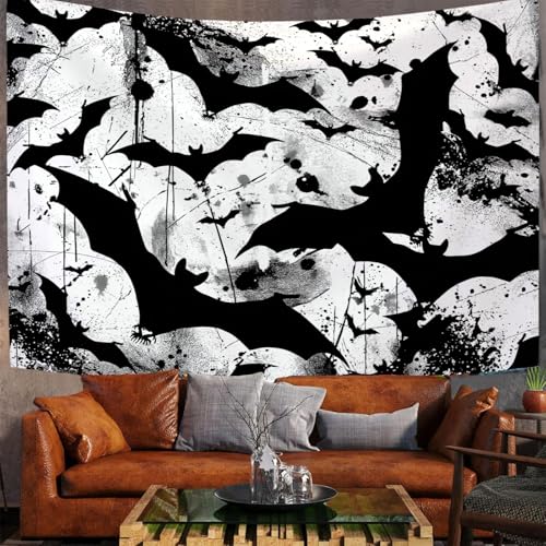 Tapisserie Halloween Squelette Animaux en Encre Tenture Murale