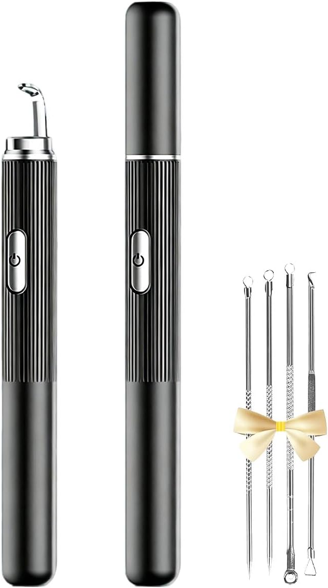 Blackhead Remover with Camera, Pimple Camera Tool, Real time Video Pimple Tools for Blackheads/ Acne/ Fat Granules, Rechargeable Extractor Tool for, suift for men and women (black )