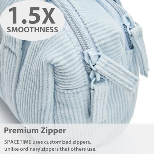 Image of SPACEMATE Pencil Case Pouch Box Bag School Supplies Girls Boys Kids, Cute Preppy Stuff Large Big Capacity Aesthetic Pen Organizer, Back to College Stationary, Baby Blue, Corduroy Style, 1800ml