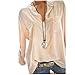 Produktbild Riou Langarmshirt Damen Tops Hemd Pure Longsleeve T Shirt Damen Frauen Tops Oberteile Hoodie Pullover Damen Sweatshirt Baumwoll Blusen Damen Tunika Herbst (M, Beige)
