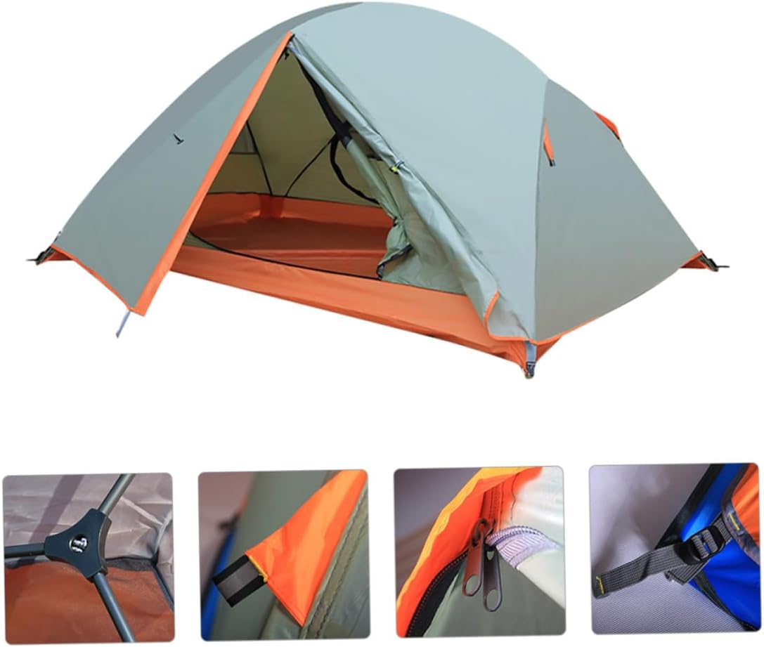 Double-Layer Waterproof Double Camping Tent with Aluminum Poles, Windproof Outdoor Shelter for Two Persons, Rainproof Camping Tent for Hiking and Backpacking