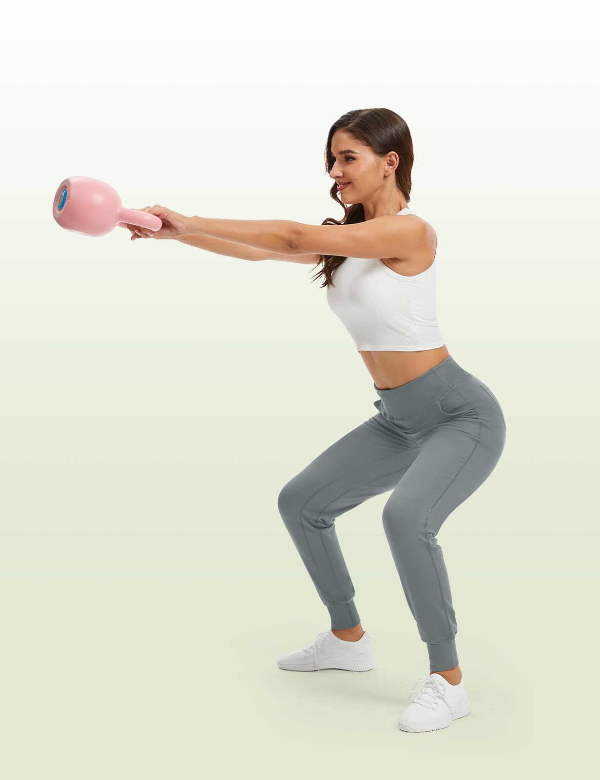MOVE BEYOND Pantalones y Pantalones Piratas Deportivos para Mujer con 4 Bolsillos Cintura Alta Jogger Chandal de Fitness Yoga