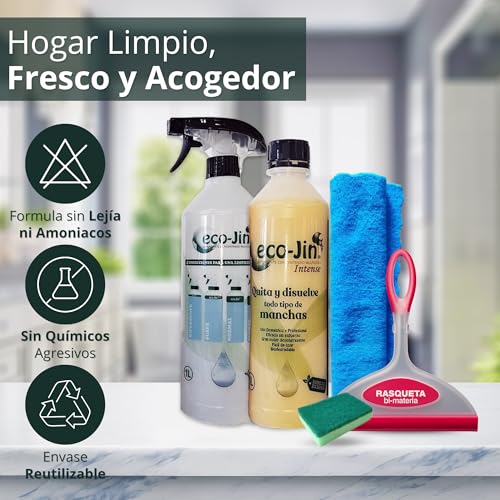 Eco-Jin Pack NEUTRO | Difusor | Rasqueta Limpia Cristales | Bayeta Microfibra | Estropajo Con Esponja | Limpiador Multiusos - imagen 2