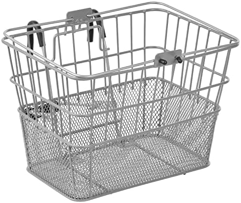Retrospec Bicycles Detachable Steel Half-Mesh Apollo Bike Basket with Handles, Silver
