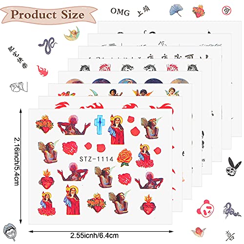 48 Blätter Drachen Engel Schlange Nagel Kunst Abziehbilder Aufkleber 3D Wassertransfer Nagel Abziehbilder Chinesisch… – Bild 3