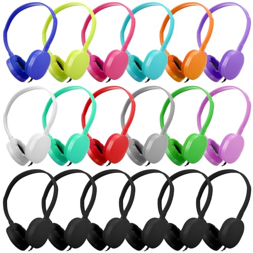 Écouteurs filaires 3.5mm Konohan lot de 18 casques réglables pour enfants et adultes multicolores