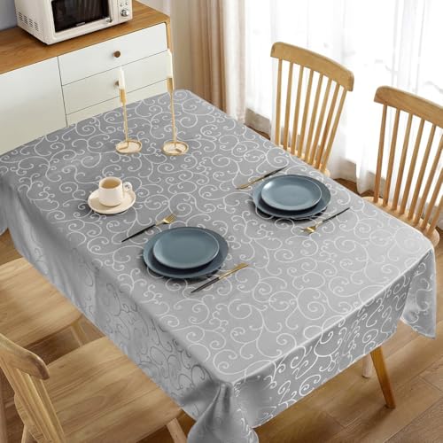 Table Cloth Rectangular 100 * 140 cm,Polyester Jacquard Tablecloth,Washable Dust-Proof Table Cover for Kitchen Dinning Indoor Decoration(Grey) - Image 4
