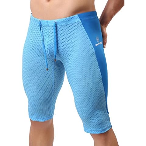 AWEIDS Men's Mesh Workout Jammers Baselayer Shorts for Running (Asian M (waist 30-32in, fit 170cm tall), Sky Blue) Cover