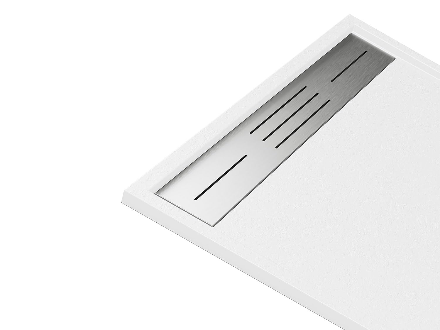 Vente-unique - Receveur de douche extra plat à poser ou à encastrer recoupable en résine SMC avec siphon - Blanc - 120 x 90 cm - LYROSA