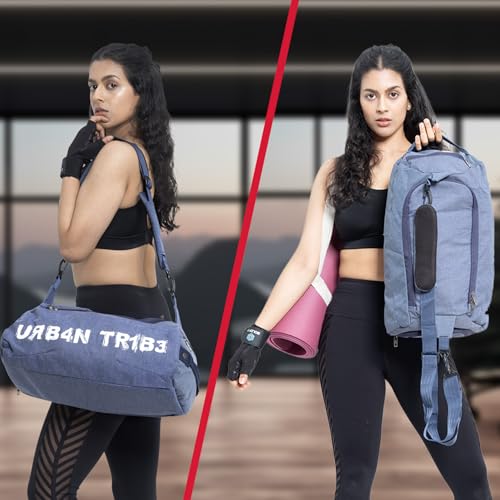 Image of URBAN TRIBE Plank 23L Gym Bag for Men and Women | Sports Duffle Bag with Shoe Compartment | Workout, Fitness, Exercise | Indigo