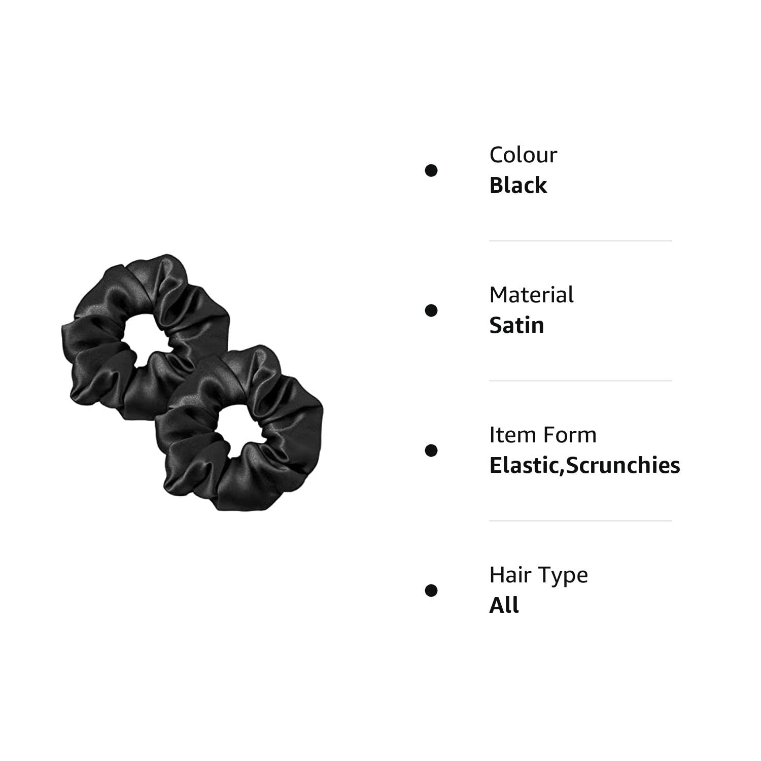 (Pack of 1) Black (2 pieces) Silk Scrunchies, Silk Elastic Hair Band Set, For Girls & Women Hair Accessories (Pack of 1) Black (2 pieces) Silk Scrunchies, Silk Elastic Hair Band Set, For Girls & Women Hair Accessories