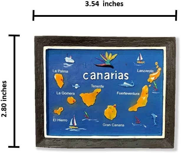 Miniatura 2 de A-ONE Imán de fotos vintage en 3D de Canarias, mapa de España, 1 pieza + bonito parche bordado de costura matador, 1 imán de nevera, parche de