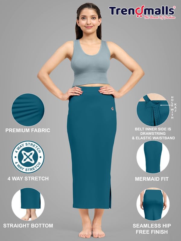 Image of TRENDMALLS Women's Polyester Spandex Stretchable Straight Saree Shapewear Petticoat for Women, Cotton Blended, Skirts for Women, Saree Shaper