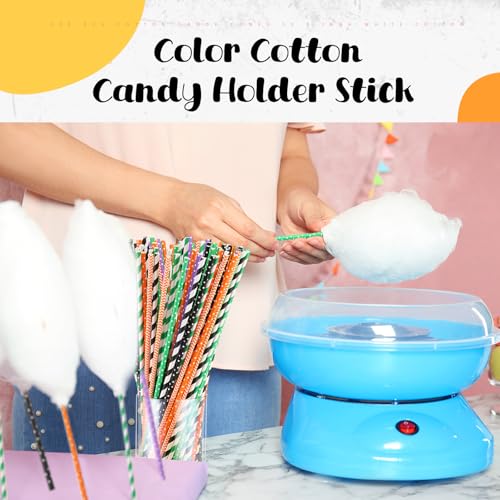 Image of Reallnaive 200 Pieces Cotton Candy Cone 13.8 inch Cotton Stick, Multiple Colors