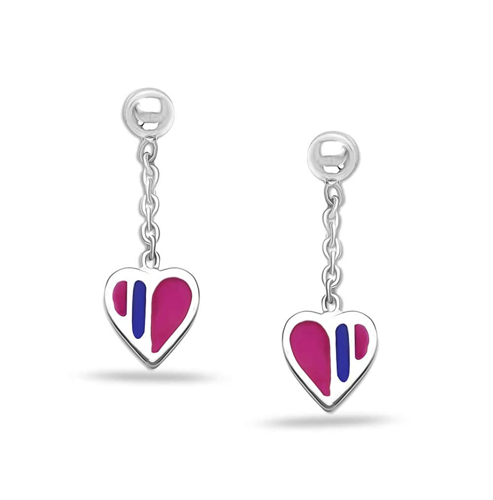 Precious Moments 925 Sterling Silver BIS Hallmarked Fancy Vibrant Enamel Heart Small Dangler Earrings for Teen Girls and Women (B08YJ8GTXP) Amazon Price History, Amazon Price Tracker