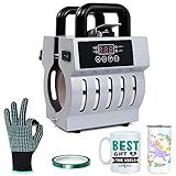 Realkant Mug Press, Upgrade Mug Heat Press Machine for 11oz-15oz Coffee Mugs 16oz Skinny Straight Cups, Mug Press Sublimation Machine Cup Heat Press Mini Tumbler Press with Heat Tape Gloves (Grey)