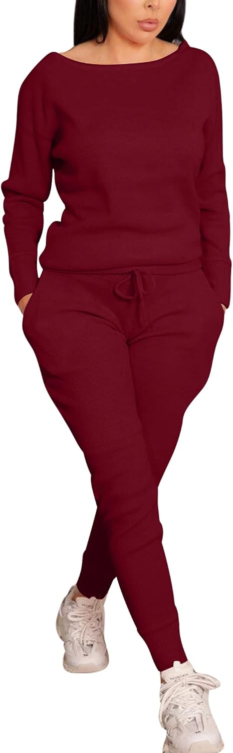 VASAUGE Women's Workout 2 Piece Tracksuit Outfits Long Sleeve Tops Track Sweat Suits Jogger Pants Sets Sweatsuit - Image 2