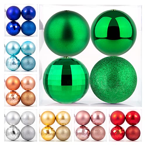 XmasExp-Christmas-Ball-Ornaments-Green-Giant-Shatterproof-Plastic-Decorative-Hanging-Mercury-Ball-Christmas-Tree-Ornaments-for-Holiday-Party-Decorations-Green-40-4pcs