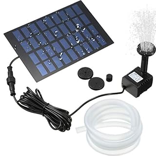Mudder Solar Powered Garden Pond Fish Tank Water Pump 1. 8w with 4 Nozzle & 3. 2 ft Silicone Tubing - Black, Plastic, Above Ground Solar Powered Water Pump for Bird Bath Ponds, Fish Tanks, Gardens