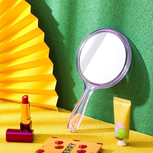 Image of Jetec Double Sided Handheld Mirror 1X / 2X Magnifying Mirror with Handle, Purple, 4.5 x 8.3 inches