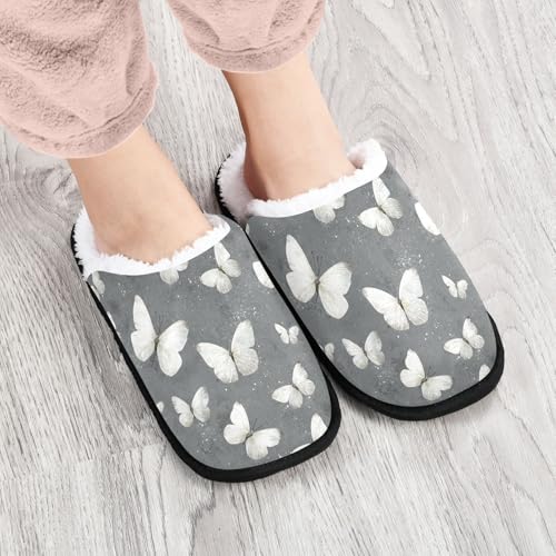 Butterfly Beautiful Black Slippers For Women Men Soft Memory Foam Non-Slip Animal Winter Indoor House Shoes Travel Slipper4