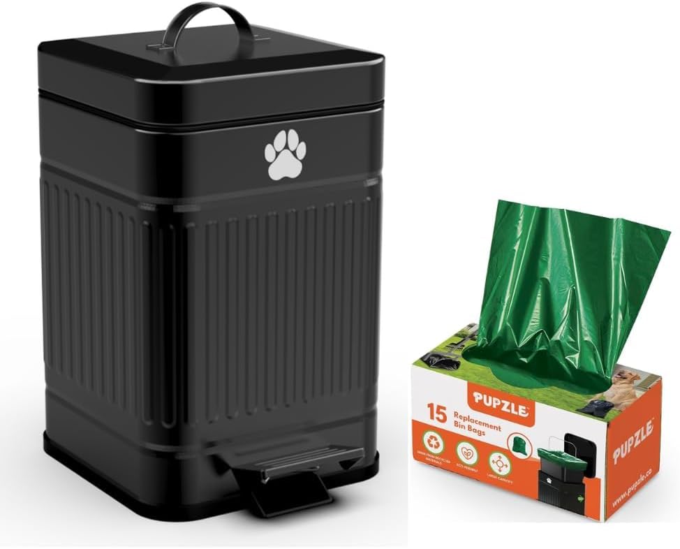Small Dog Poop Trash Can Outside 1.3 Gal Waste Container, 1.3 Gallon Trash Bags 45 Count